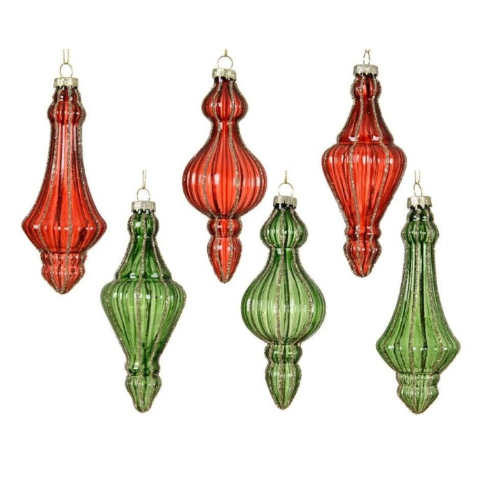 PENDENTE VETRO H.14.9 GLITTER ROSSO VERDE